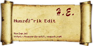 Huszárik Edit névjegykártya
